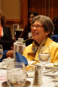 Herma Hill Kay seated and smiling