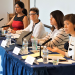 Panel on Misdemeanors during the 2017 AALS Midyear Meeting. L-R: Jenny Roberts (American University), Irene Oritseweyinmi Joe (UC Davis), Megan Stevenson (U. of Pennsylvania), Eisha Jain (U. of North Carolina), and Angela Davis (American University).