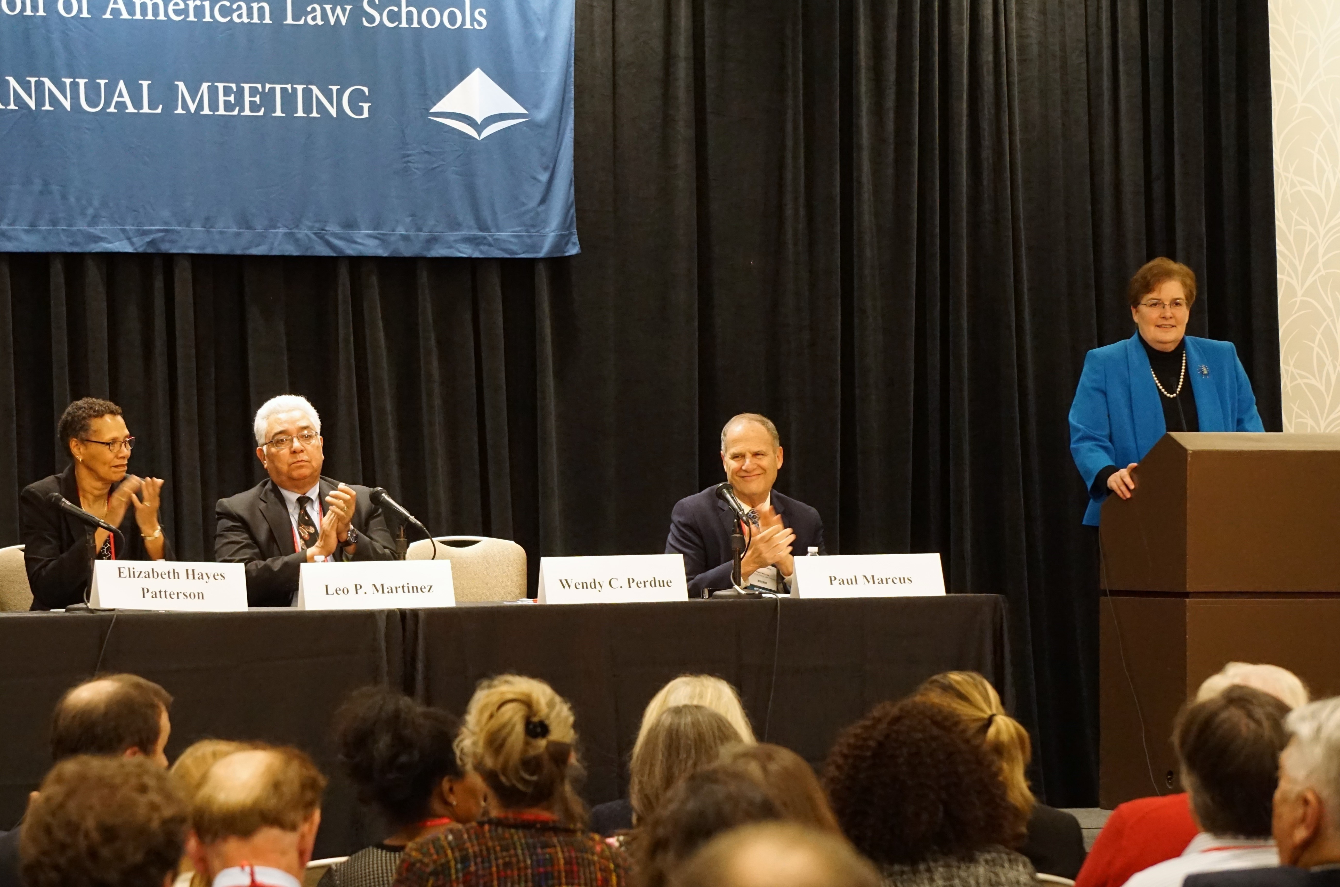 2018 AALS President Wendy Perdue, Dean, University of Richmond School of Law, gave her first address as president at the Second Meeting of the AALS House of Representatives on the theme for AALS 2019, “Building Bridges.”
