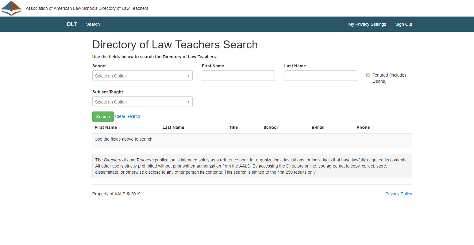 Directory of Law Teachers online