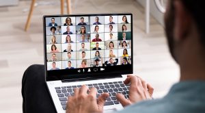 Man watching a webinar