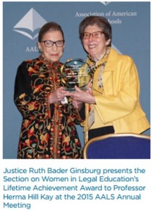 Justice Ruth Bader Ginsburg presents the Section on Women in Legal Education's Lifetime Achievement Award to Professor Herma Hill Kay at the 2015 AALS Annual Meeting