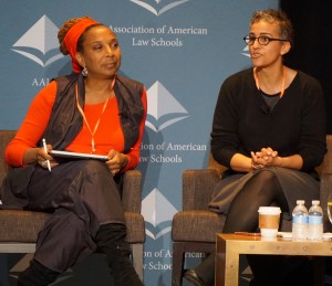 Kimberlé Crenshaw, UCLA Law with Renée Hutchins, University of Maryland Law during a Plenary Session on law school clinics and the #BlackLivesMatter movement.