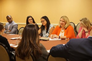 A small group discussion at the 2016 Workshop for New Law Teachers.