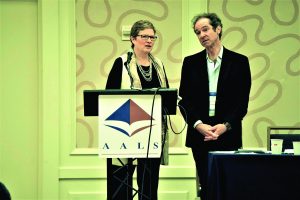 Robin West (Georgetown Law) and Pierre Schlag (Colorado Law) during the AALS Symposium: “Why the Decline of Law and Legal Education Matters (And What We Might Do About It?)”