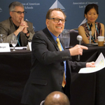 2017 New Law Teachers Plenary Session: Teaching Techniques. L-R. Howard E. Katz (Duquesne University), Gerry W. Beyer (Texas Tech), and Susan S. Kuo (U. of South Carolina).
