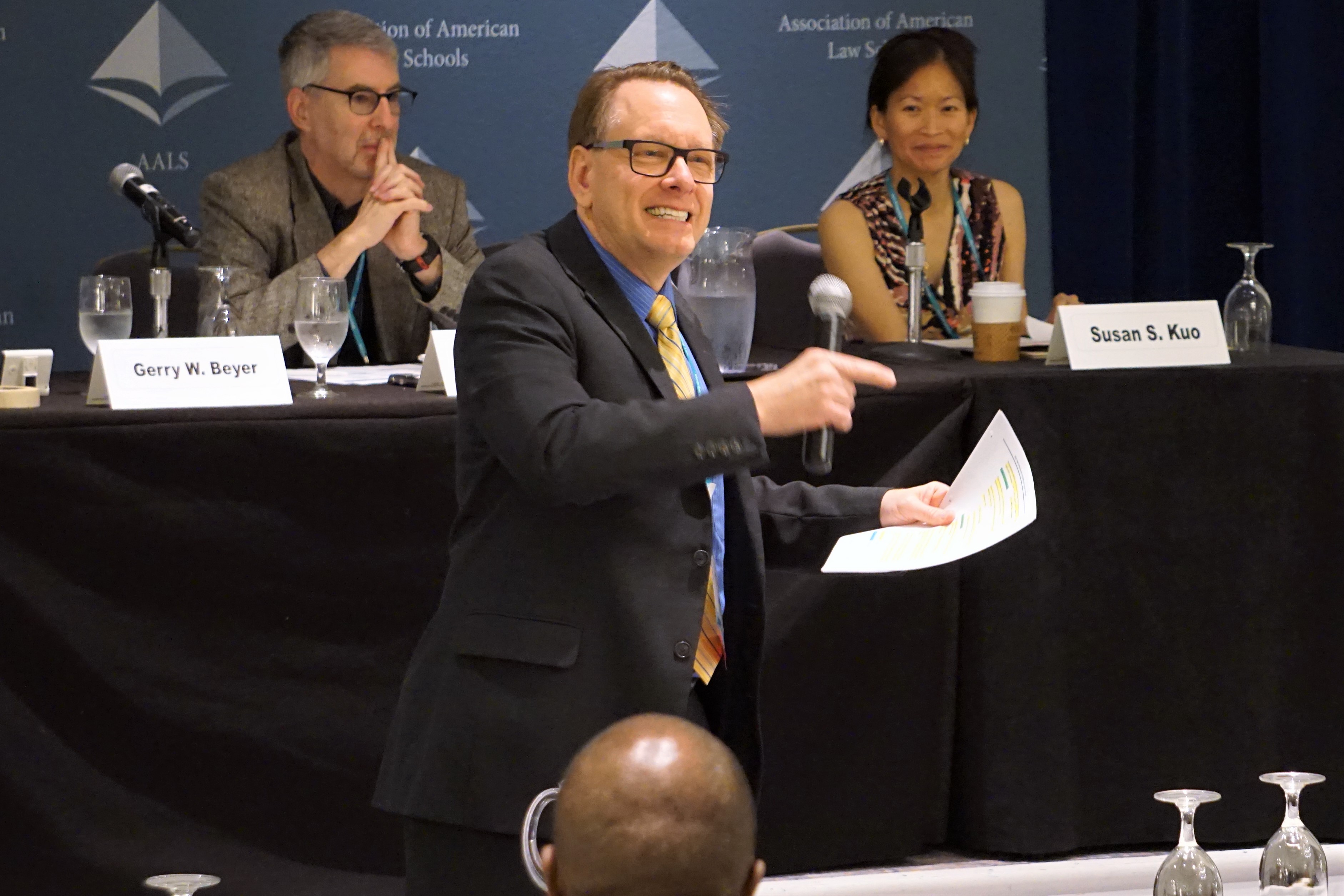 Plenary Session: Teaching Techniques. L-R. Howard E. Katz (Duquesne University), Gerry W. Beyer (Texas Tech), and Susan S. Kuo (U. of South Carolina).