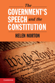Book Cover-The Government’s Speech and the Constitution